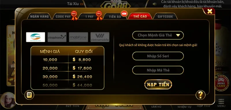 nap tien the cao go88